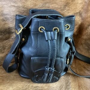 Dooney&Bourke Black Drawstring Slouch Pull Bucket Crossbody Handbag